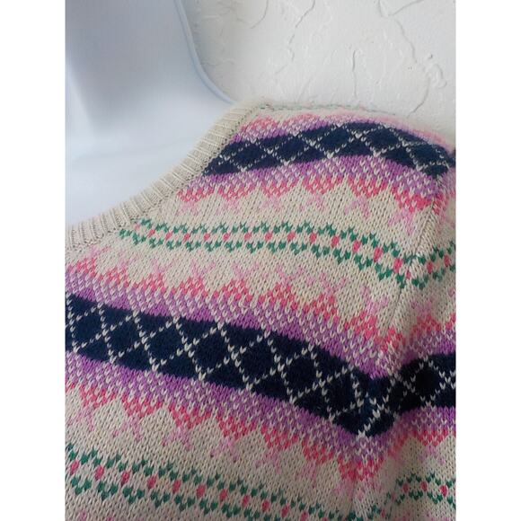 Talbots Knit Cardigan Sweater Women Medium Geometric Stripes Back Full Zip NWT - Picture 5 of 11